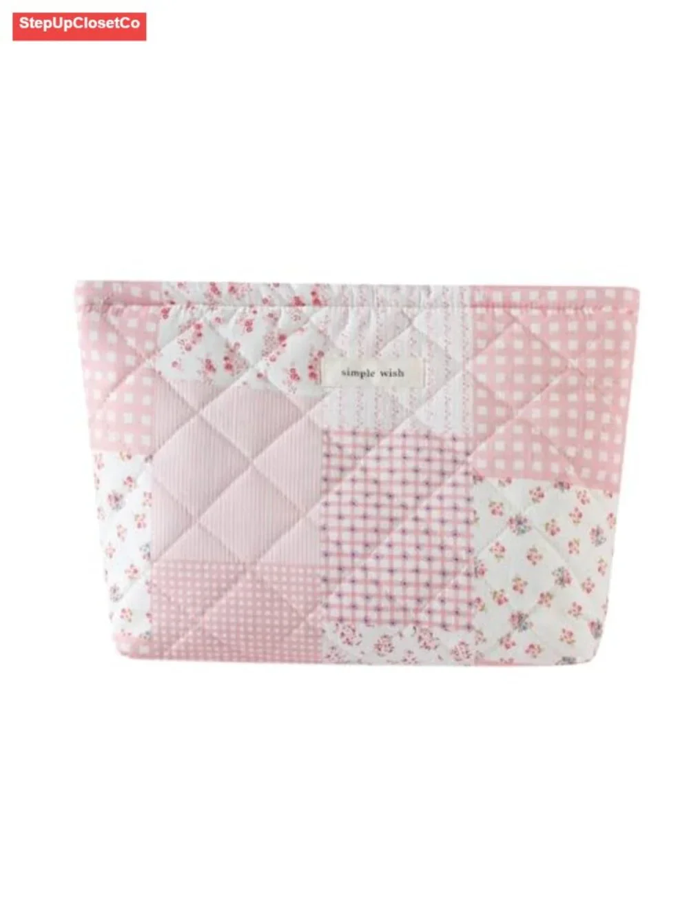 Quilted Cotton Makeup Bag Floral Cosmetic Pouch Travel Toiletry Organizer for